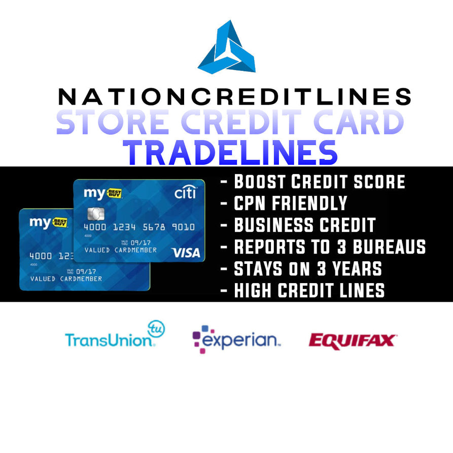 Store Credit Card Tradelines (Different Credit Card Accounts) $120,000